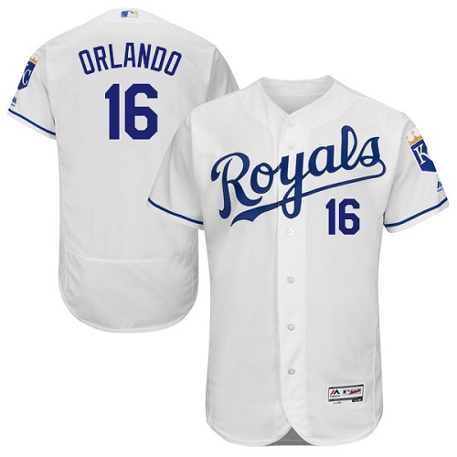 Royals #16 Paulo Orlando White Flexbase Authentic Collection Stitched MLB Jersey